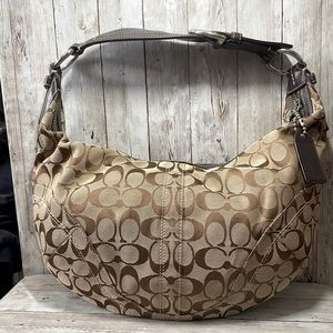 Coach Used Signature Brown Jacquard